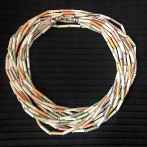 MONET Iridescent Pastel Beaded Multi-strand Necklace Vintage 31"